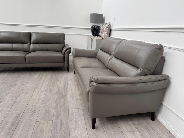 Winner Grey Genuine Leather Sofa 3 & 3 Seater Sofa Set