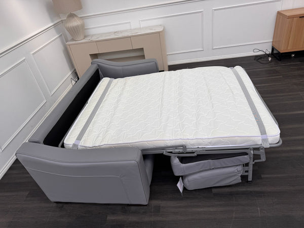 Optimus Grey Leather 3 Seater Sofa Bed Mattress Supplied