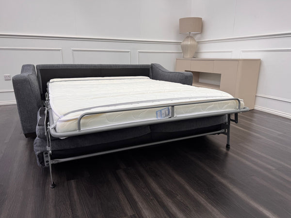 Optimus 3 Seater Grey Fabric Sofa Pull Out Bed Including Mattress