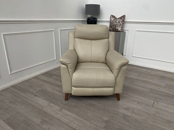 Cream/Ivory Leather Power Recliner Armchair