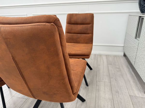 Njord Swivel Dining Chairs Rust Fabric