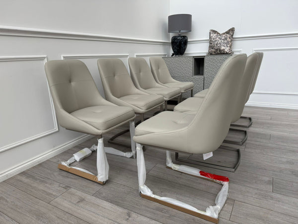 Avorio Grey Faux Leather Cantilever Dining Chairs
