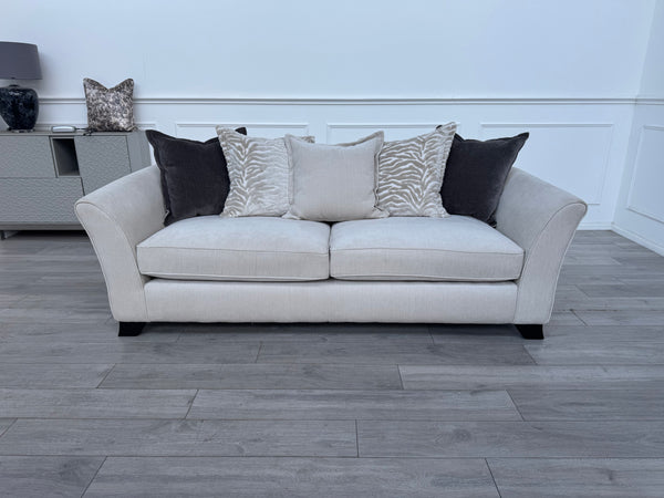 Sasha 4 Seater Sofa Pillow Back Cream Fabric Grand Sofa