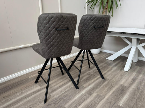 Loki Swivel Bar Stool Grey Charcoal Fabric Swivel Stylish Aesthetic Kitchen Chairs