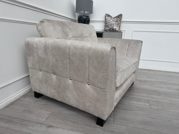 Furniture Village Ariana Classic Back Fabric Snuggler Armchair Cream Brass