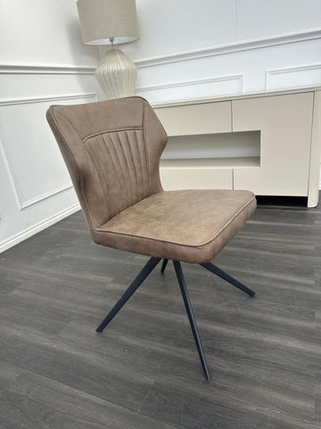 Aydin Brown Faux Leather Swivel Dining Chair (Choose Quantity)