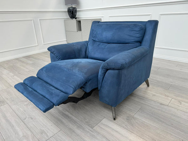 Contempo Navy Microfibre Fabric Power Recliner Armchair