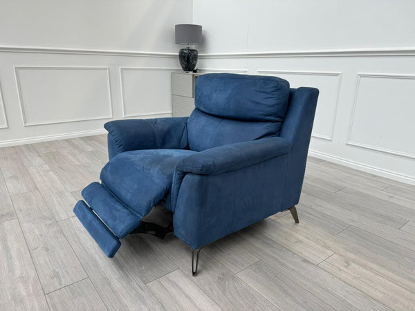 Contempo Navy Microfibre Fabric Power Recliner Armchair