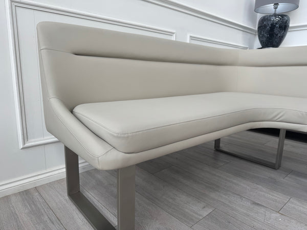 Avorio Grey Faux Leather Left Hand Facing Corner Dining Bench