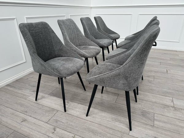 Furniture Village Crete Swivel Dining Chairs Dark Grey Fabric