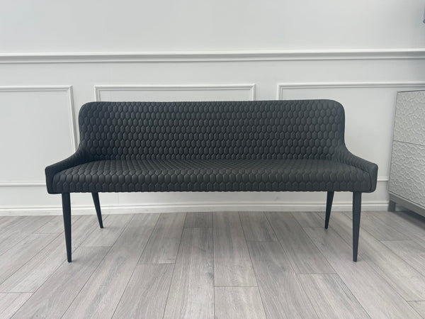 Osaka Faux Leather Dining Bench Charcoal Grey