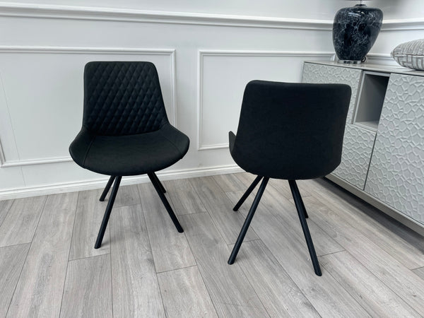 Ion Charcoal Grey Suede/Microfibre Pair of Dining Chairs