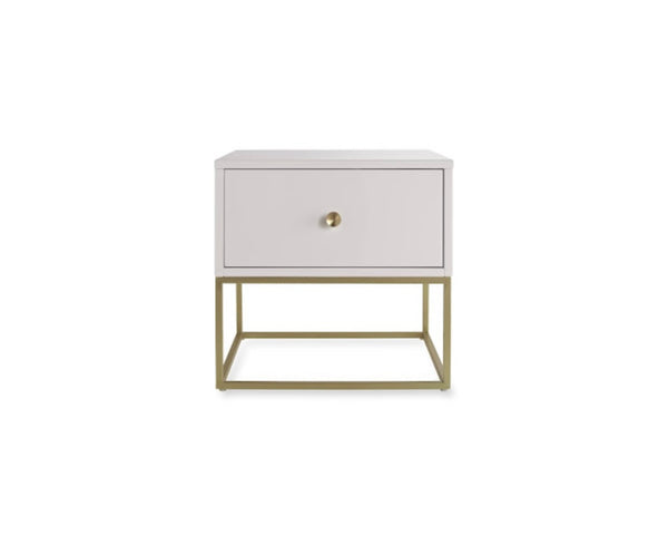 Designer Fosse End/Side Table - High Gloss Taupe/Golden Legs