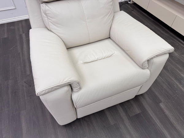 G Plan Harper Off White/ Chalk Leather Power Recliner Armchair Headrest & Lumbar