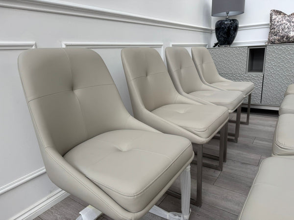 Avorio Grey Faux Leather Cantilever Dining Chairs