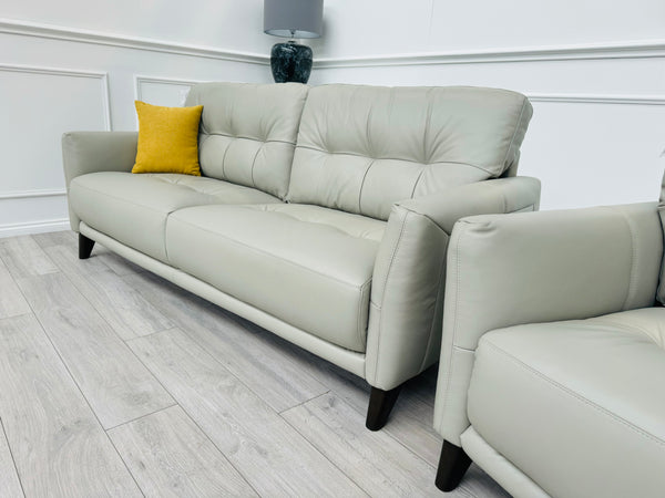 Uno 3+3 Seater Sofas Set in Light Grey Leather