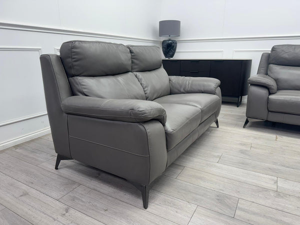Missouri Grey Leather 3 & 2 Seater Power Recliner Sofa Set