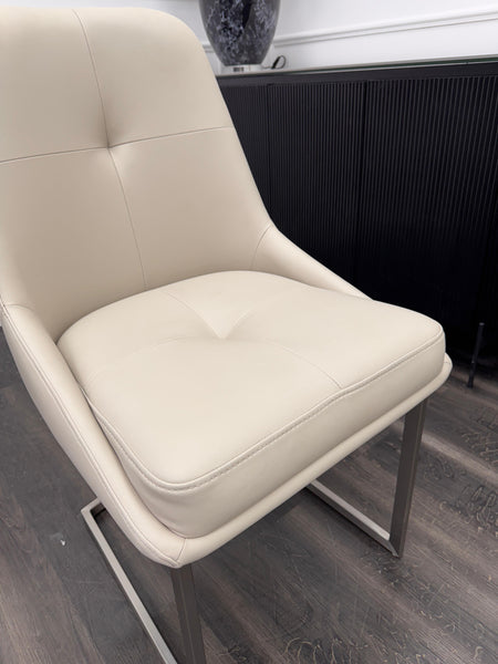 FV Avorio Pale Grey Faux Leather Cantilever Dining Chair (Choose Quantity)