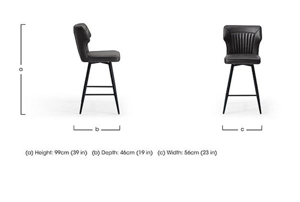Aydin Brown Faux Leather Aesthetic Fluted Kitchen Bar Stool