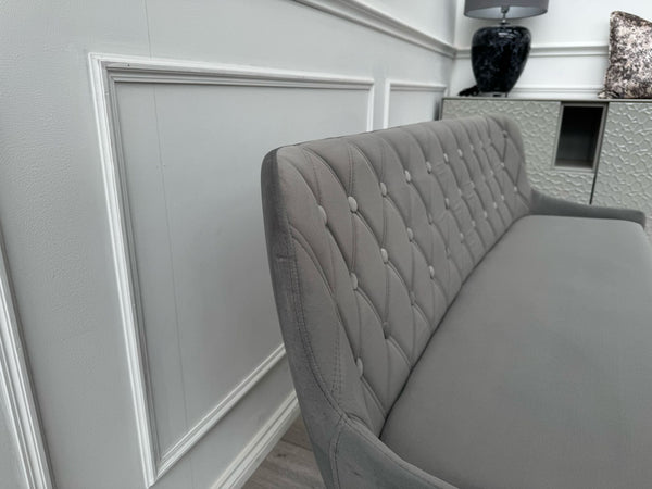 Donnie Grey Velvet Dining Bench