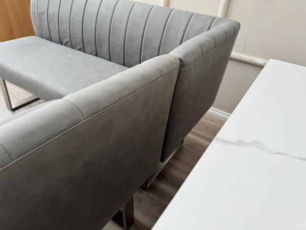 Grigio Corner Grey Fabric Left Hand Facing Dining Bench