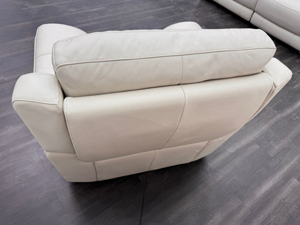 Starlight White Leather Power Recliner Power Headrest Armchair