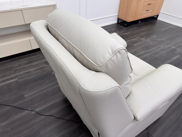 G Plan Harper Off White/ Chalk Leather Power Recliner Armchair Headrest & Lumbar