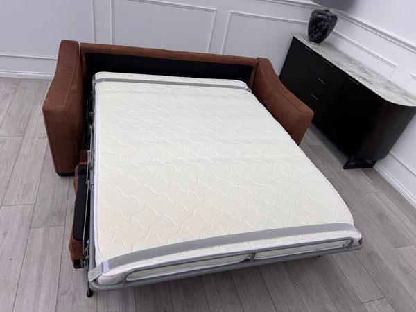 Optimus Tan Brown Fabric 3 Seater Pull Out Sofa Bed