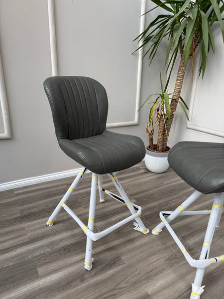 Terra Compact Bodahl Grey Faux Leather Contemporary Stylish Aesthetic Swivel Bar Stool