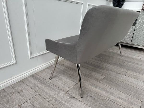 Donnie Grey Velvet Dining Bench
