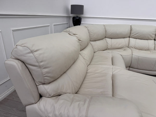 Link Large Cream Leather Corner Sofa Power Recliner