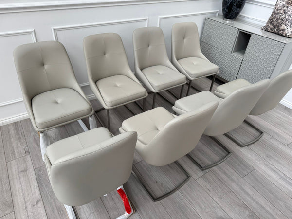 Avorio Grey Faux Leather Cantilever Dining Chairs