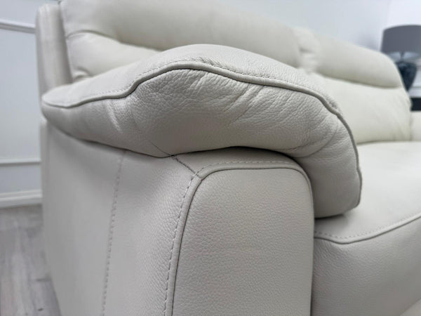 Off White Leather 3 & 3 Seater Static Sofa Set