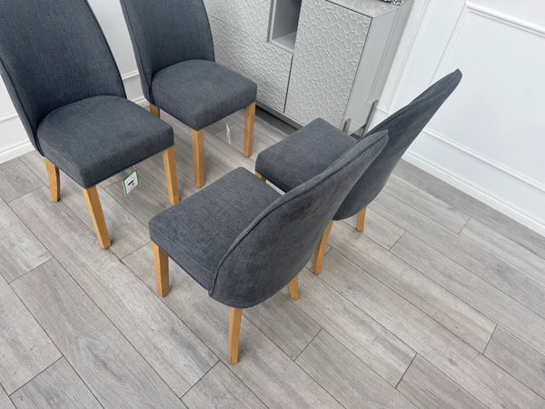 Hamilton Charcoal Grey Fabric Wooden Dining Chairs