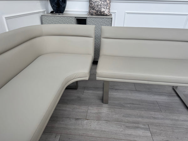 Avorio Grey Faux Leather Left Hand Facing Corner Dining Bench