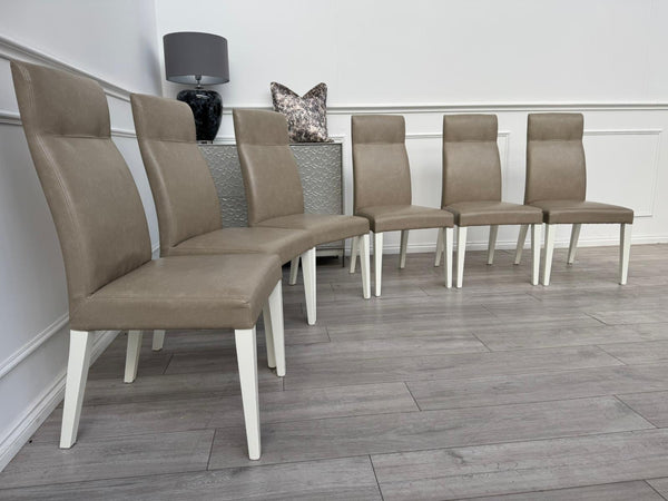 ALF Fascina Set of 6 Faux Leather Dining Chairs Taupe/ Cream RRP £3,447