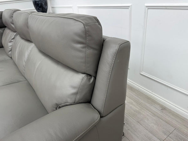 Contempo Grey Leather Static Corner Sofa Set