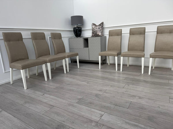 ALF Fascina Set of 6 Faux Leather Dining Chairs Taupe/ Cream RRP £3,447