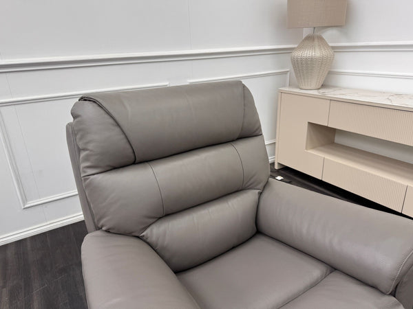 La Z Boy Parker Grey Leather Power Recliner Fabric Armchair