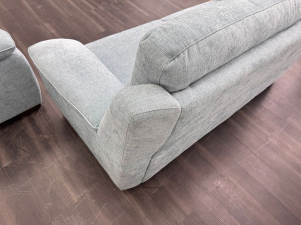 Starlight Light Blue Herringbone Fabric 3 & 2 Seater Power Recliner Sofa Set