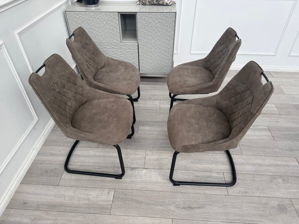 Warrior Taupe Faux Leather Cantilever Dining Chair (Choose Quantity)