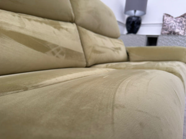 G Plan Thornbury 3 Seater Sofa Olive Velvet Power Recliner & Headrest & Lumbar