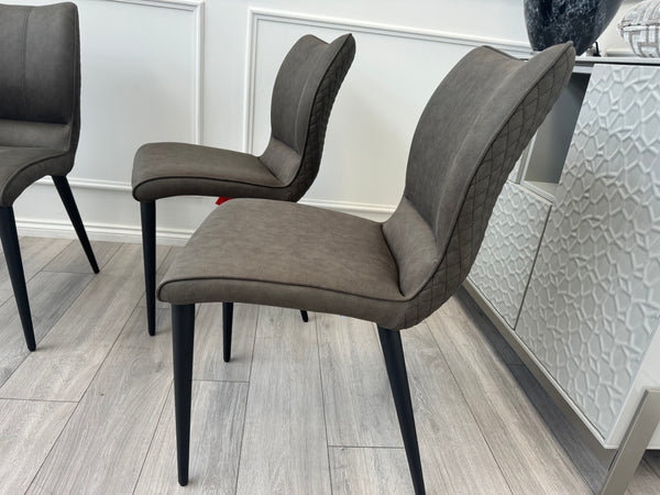 Murcia Grey Suede/Microfibre Pair of Dining Chairs