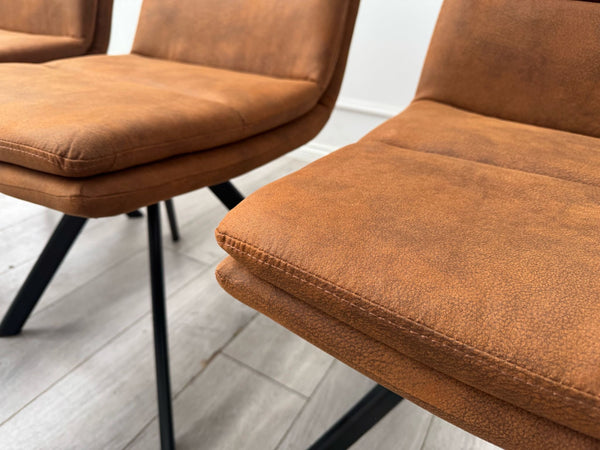 Njord Swivel Dining Chairs Rust Fabric