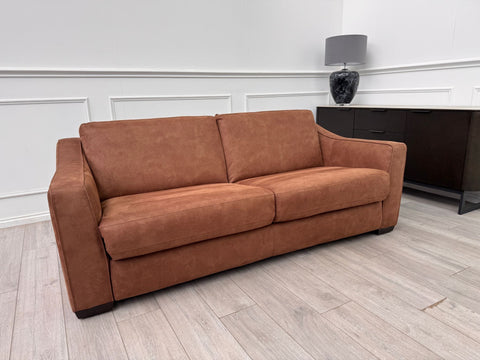 Optimus Tan Brown Fabric 3 Seater Pull Out Sofa Bed