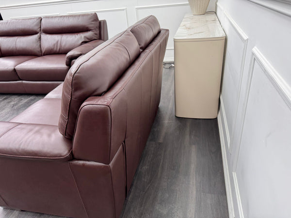 Brown Leather 3 & 2 Seater Static Sofa Set