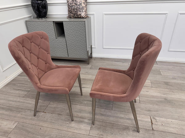 Donnie Pink Velvet Dining Chairs