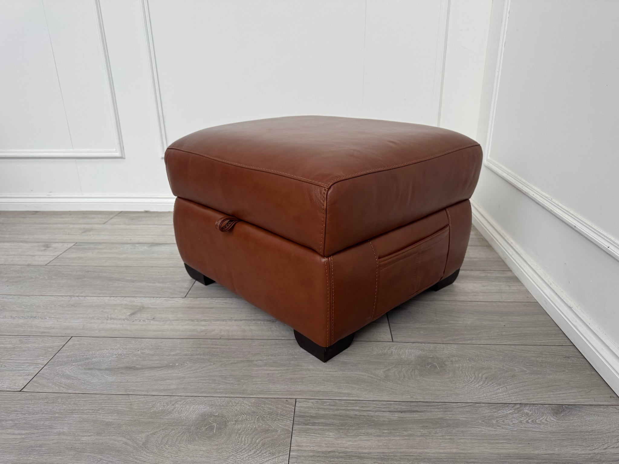 Furniture Village COZEE Brandy Leather Storage Footstool