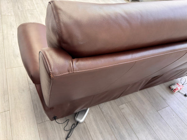 La Z Boy Paris 3 Seater Brown Leather Power Recliner