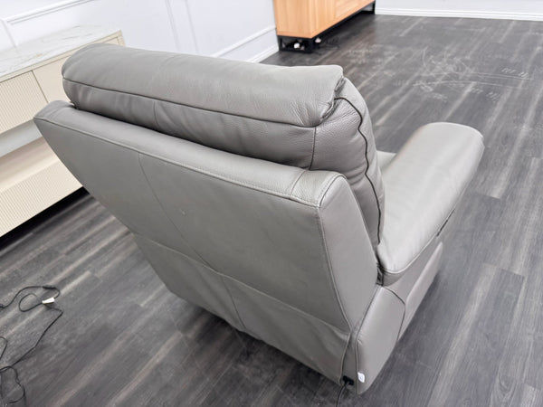 La Z Boy Parker Grey Leather Power Recliner Fabric Armchair